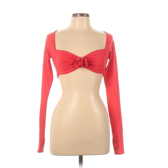 Sandy Liang Darren Applique Crop Top in Red Large NWT - Picture 2 of 5